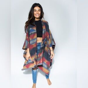 Southwestern Tribal Poncho Shawl Wrap Unisex OS